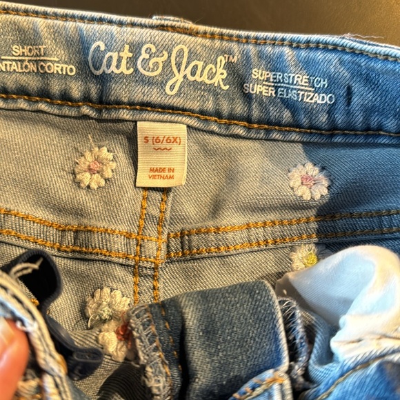 Embroidered Denim/Jean Cut-Off Shorts - Picture 2 of 5